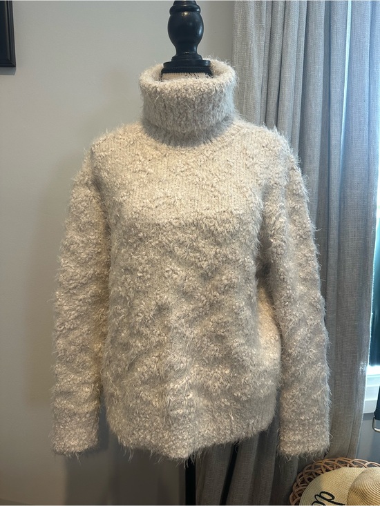 Zara Sweaters - Zara Cream Fuzzy Turtleneck Sweater